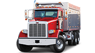 Peterbilt Model 367 Vocational Red Truck with Polished Aluminum Dump Body Isolated - Thumbnail